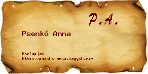 Psenkó Anna névjegykártya